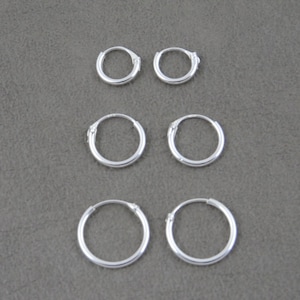 SET van 3 paar sterlingzilveren hoepeloorbellen, kleine hoepeloorbellen, bovenste hoepeloorbellen, sterlingzilveren hoepels, kraakbeenzilveren hoepel