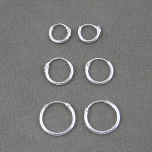 SET of 3 Pairs of Tiny Hoop Sterling Silver Earrings, Tiny Hoop Earrings, Upper Hoop Earrings, Sterling Silver Hoops, Cartilage Silver Hoop