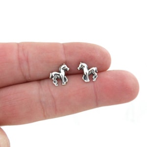 Horse Earrings in Sterling Silver, Horse Studs, Kids Earrings, Tiny Studs, Animal Earrings,  Colt Earrings, Cowgirl Earrings, 925 studs