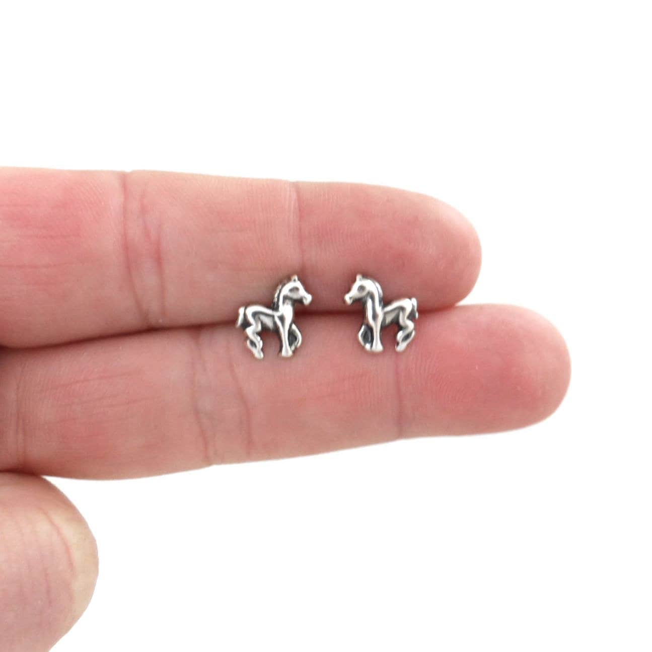Horse Earrings in Sterling Silver Horse Studs Kids Earrings Etsy