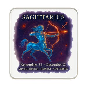 Calamita da frigorifero con segno zodiacale Sagittario - Regalo in acrilico con astrologia zodiacale, fatto a mano nel Regno Unito