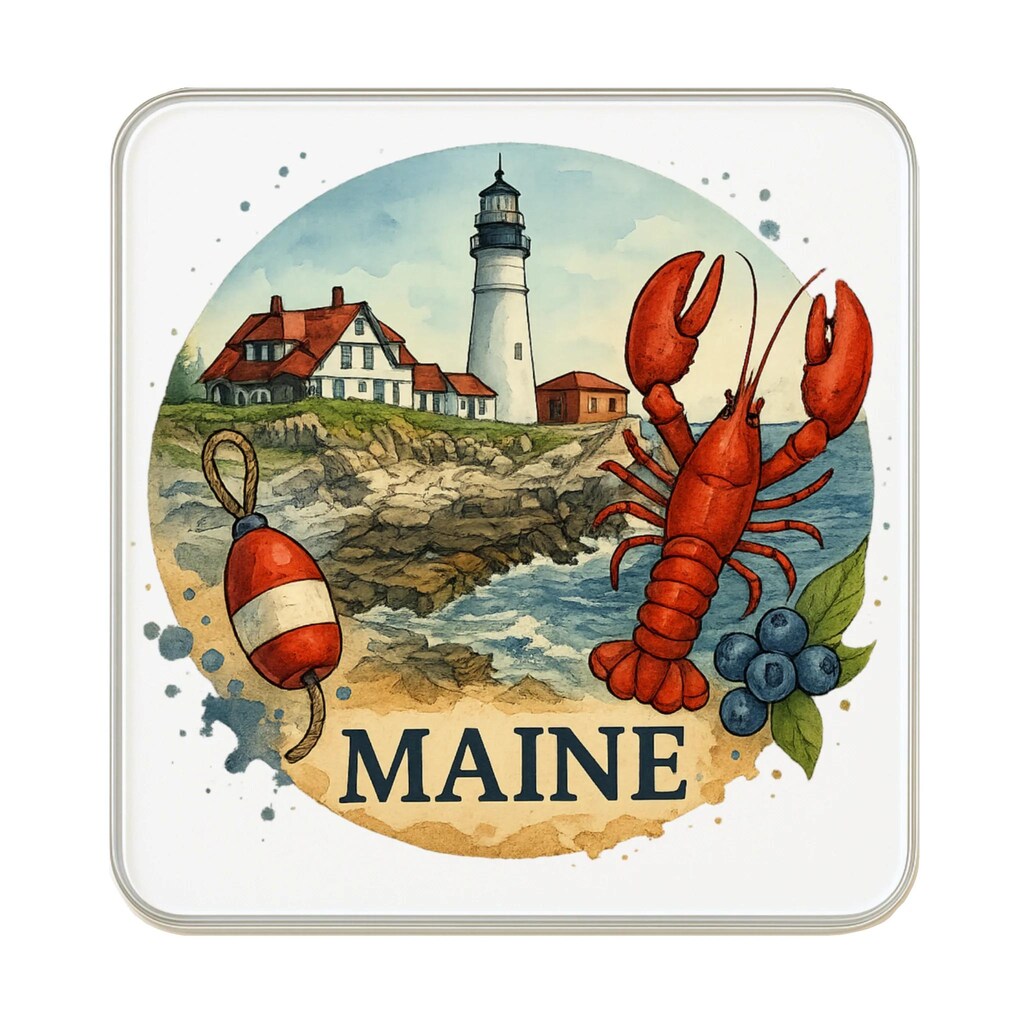 Magnete Da Frigorifero In Legno 3D Bangor Maine USA - Souvenir Artistico Fatto A Mano, Regalo Viaggio
