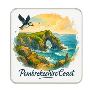 Côte du Pembrokeshire, Pays de Galles Royaume-Uni Aimant Pour Réfrigérateur | Cadeau de collection souvenir de voyage