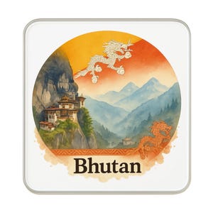 Aimant pour réfrigérateur du Bhoutan | Cadeau de collection souvenir de voyage