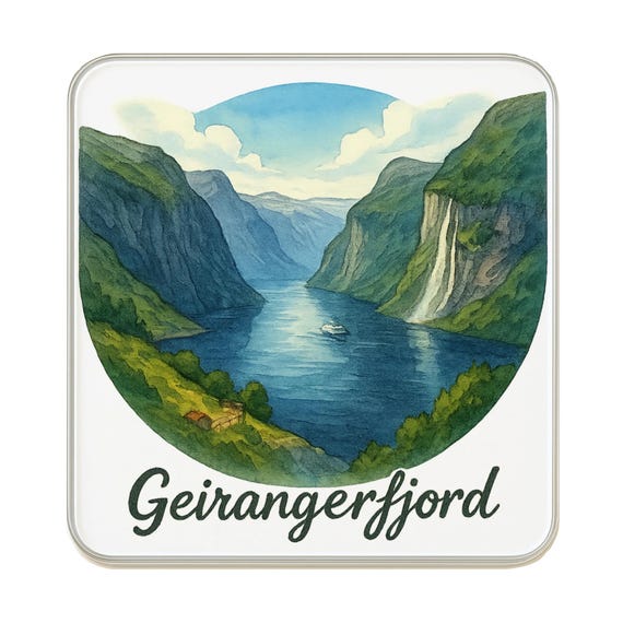 Geiranger Fjord Kühlschrankmagnet - Norwegen Souvenir Handbemalt