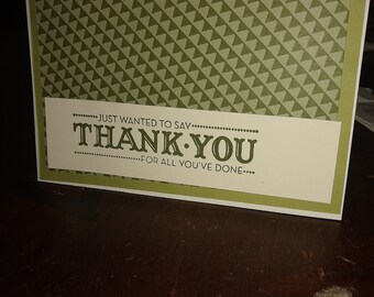 Thank you card in green, white triangles for men