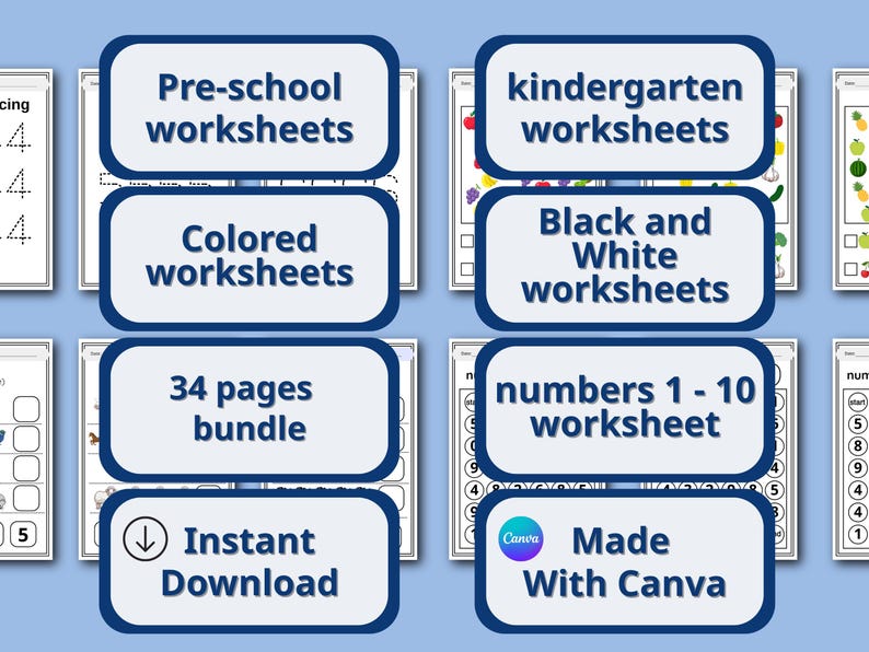 Preschool & Kindergarten Math Worksheets Bundle | Numbers 1-10 ...