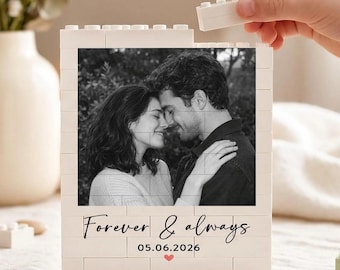 Custom Couple Photo Building Block, Personalized Wedding Keepsake, Anniversary Gift, Christmas Gift for Him
