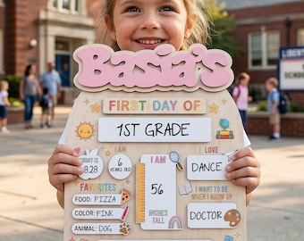 Personalized Back to School Sign Board, Custom First Day of School Sign, Custom Wood School Photo Prop,Kindergarten & Grade Milestone Sign
