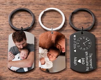 Le moment où vous êtes devenu mon papa, porte-clé photo personnalisé pour nouveau papa, cadeau pour un premier papa, souvenir de nouveau-né, baby shower, fête des pères