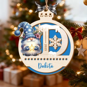 Custom name ornament,Personalized Name Christmas Ornament,Custom Decoration,Xmas Gifts for Boys Girls,First Xmas Bauble,Gnomes Ornament