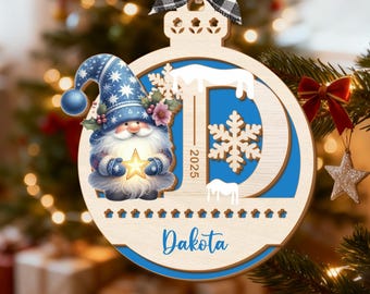 Custom name ornament,Personalized Name Christmas Ornament,Custom Decoration,Xmas Gifts for Boys Girls,First Xmas Bauble,Gnomes Ornament