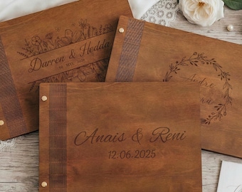 Personalisiertes Hochzeitsgästebuch aus Holz, Gästebuch, Fotoalbum, Hochzeitsandenken, benutzerdefinierte Briefe an die Braut, Andenken für Paare und Hochzeitsgeschenk