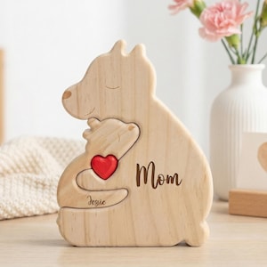 Personalised Wooden Bear Family Puzzle,Custom Engraved Keepsake, Unique Family Gift,Custom Ornament For Family,Home Decor,Family Decor
