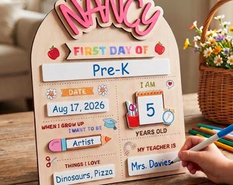 Custom First Day of School Sign,Personalized Back to School Board, Keepsake Gift For Kids,Interchangeable Back to School Sign