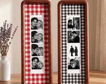 Personalize Couple Photo Strip Frame, Anniversary Gift for Couples, Custom Photo Booth Picture Frame, Newlywed Anniversary Gift