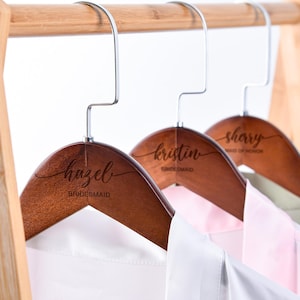 Personalized Bridesmaid Hangers Wedding Dress Hanger,Bride name Hanger Wood Engraved, Bridesmaid Proposal Gift, Bridal Dress Hanger