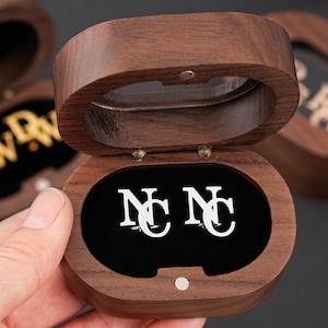 Personalized Initial Cufflinks for Men with Wooden Box,Custom Initial Cufflinks,Best Man Proposal,Engraved Gift for Him,Anniversary Gift