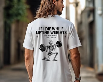 Chemise de sport amusante • Soulever un squelette, ajouter du poids