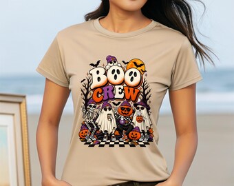 T-shirt Halloween « BOO CREW », T-shirt fantôme mignon et effrayant, T-shirt graphique Halloween, T-shirt « Brigade des fantômes », T-shirt citrouille, Cadeau d'automne et d'Halloween