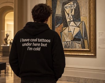 Sweat à capuche humoristique avec tatouage, T-shirt tatouages ​​stylés, Sweat-shirt pour passionné de tatouages, Sweat à capuche humoristique pour artistes, Cadeau pour amoureux de l'encre, Tenue musée d'art, Sweat à capuche graphique
