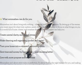 Minimalist Decluttering Guide & Checklist | Printable PDF | Simple Living Home Organization Planner