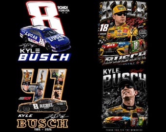 Racing legends Kyle Busch 1985-2026 Signature 4+ File, Rip Kyle Busch Nascar PNG, #8 #18 Champions fan Graphics Digital Download