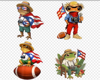Coqui Frog Puerto Rico Flag PNG, Taino Boricua Hispanic Palm Print File, Frog Street Music Football Graphic Print Download