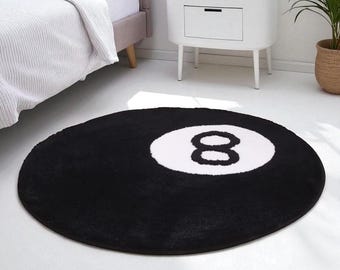 8ボールデザイン 円形ラグ Amazon | シミュレーションビリヤード8ボールラグ、寝室用滑り止め
