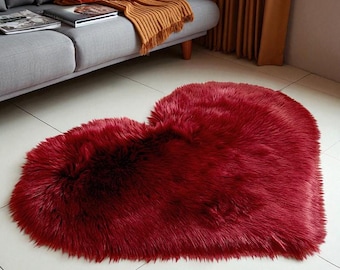Love Heart Fluffy Rug, Tufted Heart Rug, Colorful Fluffy Rug, Rug For Bedroom, Handmade Rug, Living Room Rug, Soft Anti-Slip Rug, Plush Soft