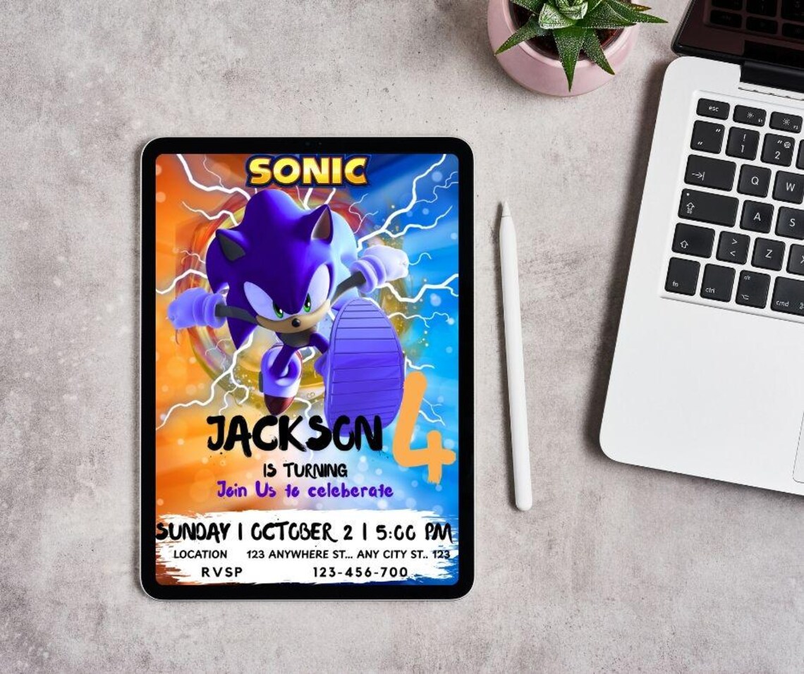 Editable Sonic Birthday Invitation Sonic the Hedgehog Birthday Invite ...