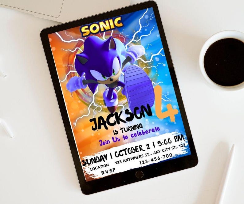 Editable Sonic Birthday Invitation Sonic the Hedgehog Birthday Invite ...