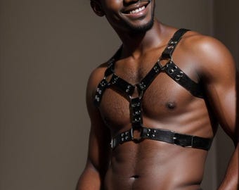 Imbracature in pelle per uomo, imbracature per il petto, imbracature per le spalle, cintura per il corpo, imbracature per taglie forti, regalo per il fidanzato