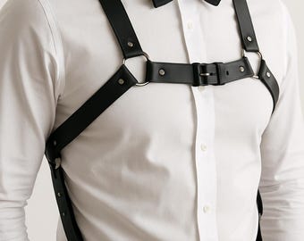 Handgefertigter Leder Straps Harness für Männer – Festival Outfit – Brust Körper Gürtel – Verstellbare Riemen, Best Men Harness, Groomsmen Wear, XS-5XL