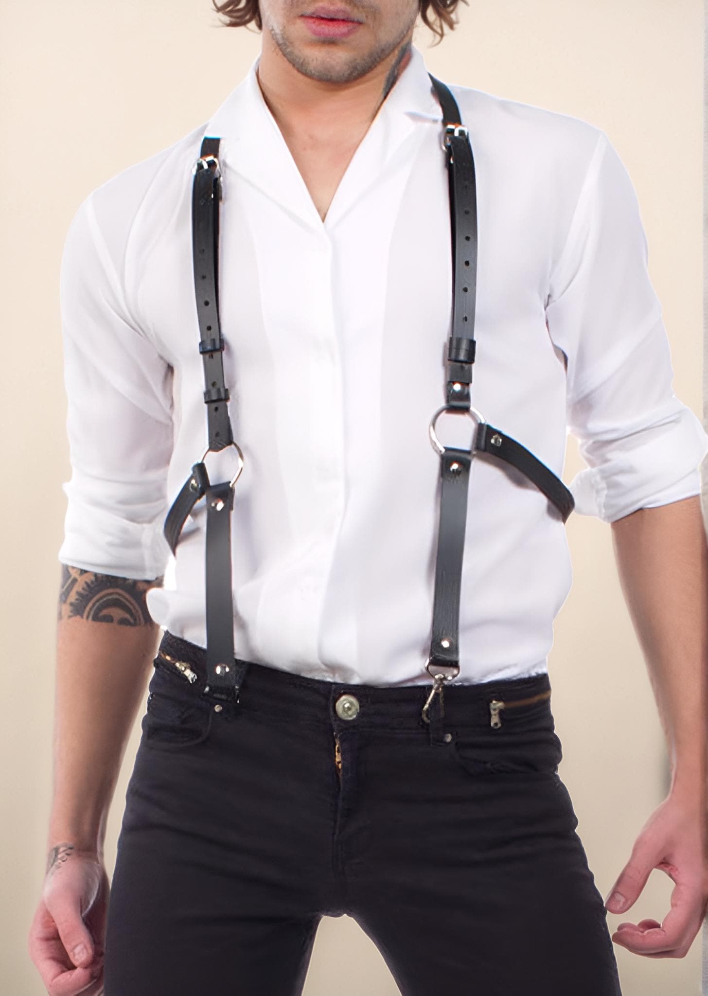 Black Harness Suspender Buckle Bondage New Leather Binding Black Bondage Belt Suspender Harness for SM main image 3