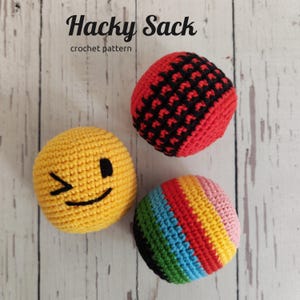 Crochet Hacky Sack Pattern Bundle, Smiley Face, Rainbow Stress Ball (PDF Download)