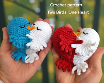 Zwei Vögel ein Herz Häkelanleitung – Amigurumi PDF