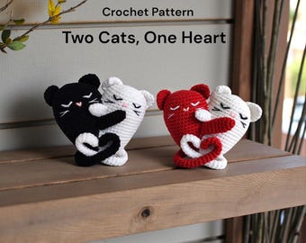 Cat Couple Amigurumi Crochet Pattern – Two Cats One Heart (PDF Pattern)