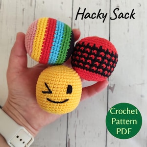 Pacchetto di schemi per palline antistress all'uncinetto, con faccina sorridente e arcobaleno (download in PDF)