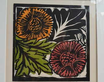 Flowers, inspired by William DeMorgan flower designs for tiles