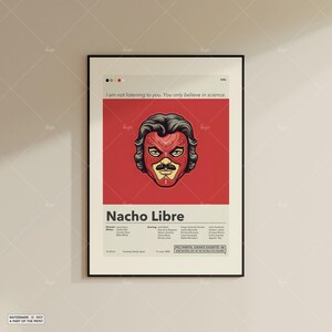 Nacho Libre Poster |  Jared Hess | Minimalistisches Filmplakat | Individuelle Filmposter | Wand Kunst Druck | Wohndekor