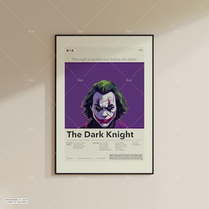The Dark Knight Poster | Christopher Nolan | Minimalistisches Filmplakat | Individuelle Filmposter | Wand Kunst Druck | Wohnkultur
