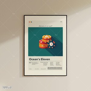 Ocean's Eleven Poster | Steven Soderbergh | Minimalistisches Filmplakat | Individuelle Filmposter | Wand Kunst Druck | Wohndekor