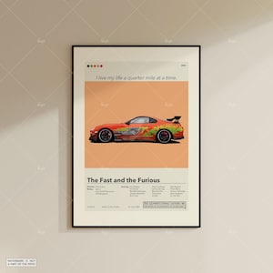 The Fast and the Furious Poster | Rob Cohen | Minimalistisches Filmplakat | Individuelle Filmposter | Wand Kunst Druck | Wohndekor