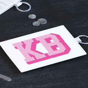 Tarjetero con inicial personalizada, llavero con monograma personalizado, regalo para ella, billetera con nombre personalizado, billetera elegante para mujer
