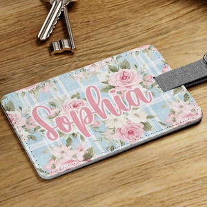 Personalized Luggage Tag, Floral Customized Name Suitcase Tag Label, Custom Travel Gift for Her, Mothers Gift, Womens Travel Accessories