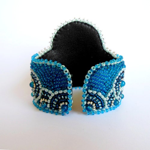 Women Beaded cuff bracelet Adjustable bracelet wide Seed Bead Embroidered Cuff Bracelet shops Royal Blue Agate Lapis Gemstone Mothers day gift