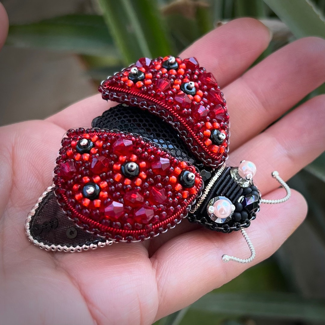 Miraculous Ladybug Insect Brooch Pin Orange Ladybug Red Black Etsy