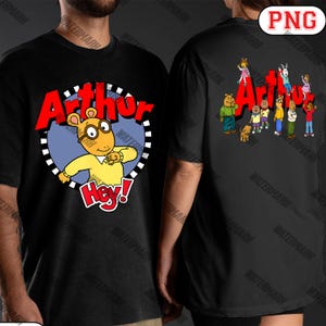 Arthur bifacciale PNG, clipart retrò dei cartoni animati, Arthur e i suoi amici PNG, simpatico download digitale per maglietta per bambini