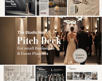 Event Planner Pitch Deck Canva Template | Luxury Business Presentation, Neutral Slide Deck, Small Business Canva Template (25 Pages)